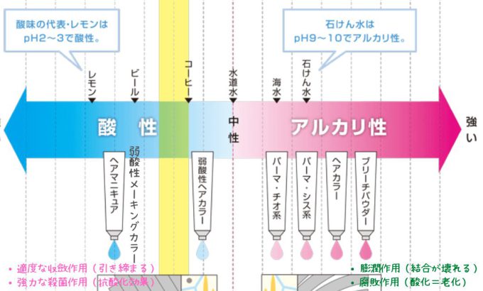 弱酸性に保つことが髪が元気！　アルカリに傾くとたんぱく質（髪・頭皮）に悪影響な訳。